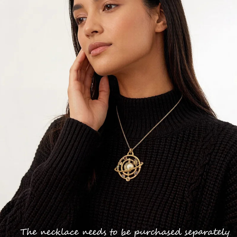 Cosmic Planetary Pendant Sterling Silver Jewelry with Zodiac Symbols - Unisex Gift