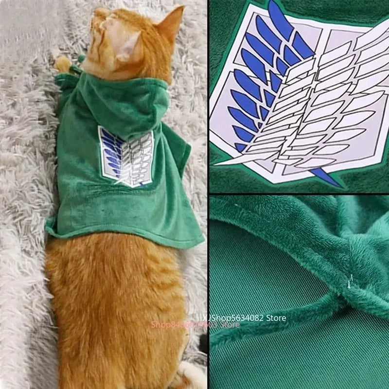 Anime Halloween Attack Titan Pet Cape Dog Cat Costume Cosplay Prop