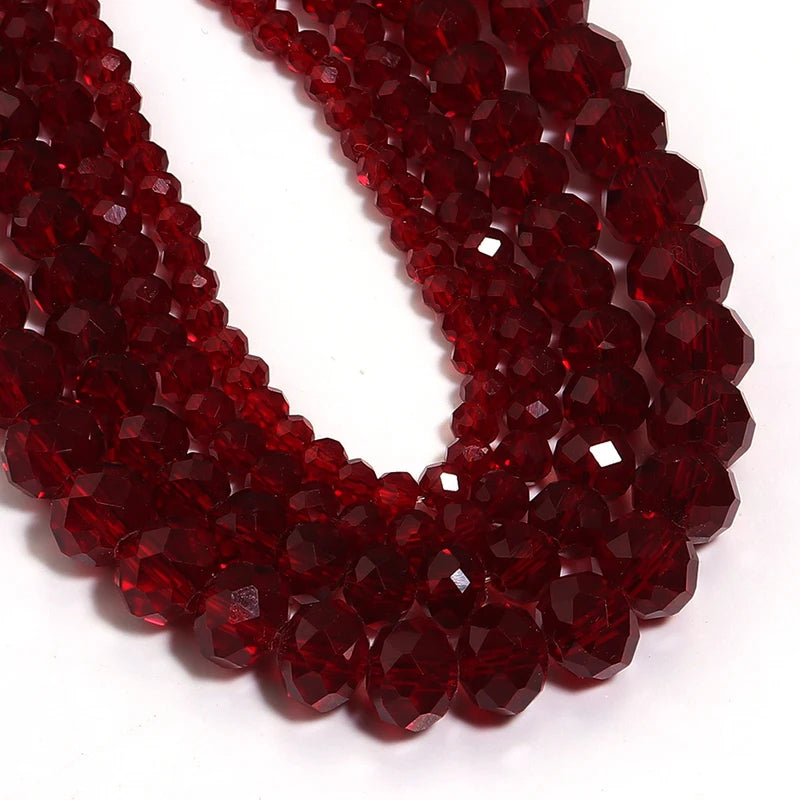 Glass Beads for Jewelry Making - Pomegranate Red Faceted Crystal Loose Beads