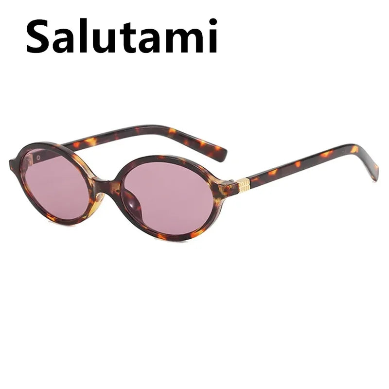 Vintage Small Oval Leopard Sunglasses for Women - Gradient Fashion Shades