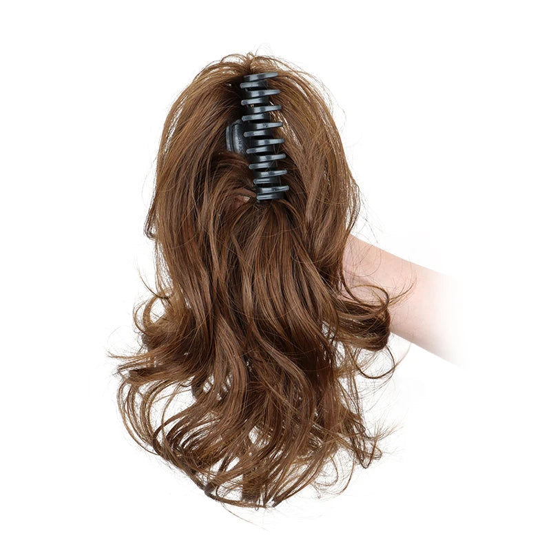 Synthetic Ponytail Claw Clip Extensions - Short Curly Hairpiece for Women