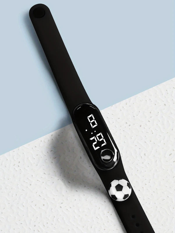 Sports Watch with Silicone Band and Football Leather Bracelet - Gift Set