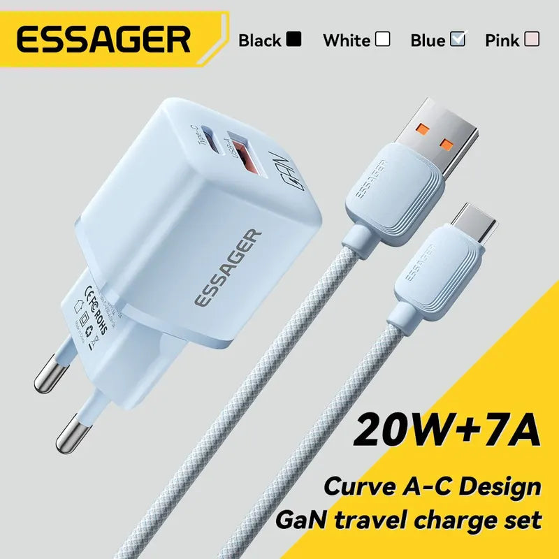 20W GaN USB-C Fast Charger for iPhone, iPad & Smartphone - Universal Plug Options