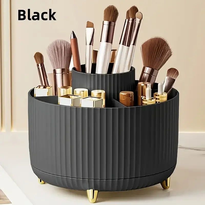Rotating 5 Slot Makeup Brush Organizer Holder - Multi-Functional Vanity Storage