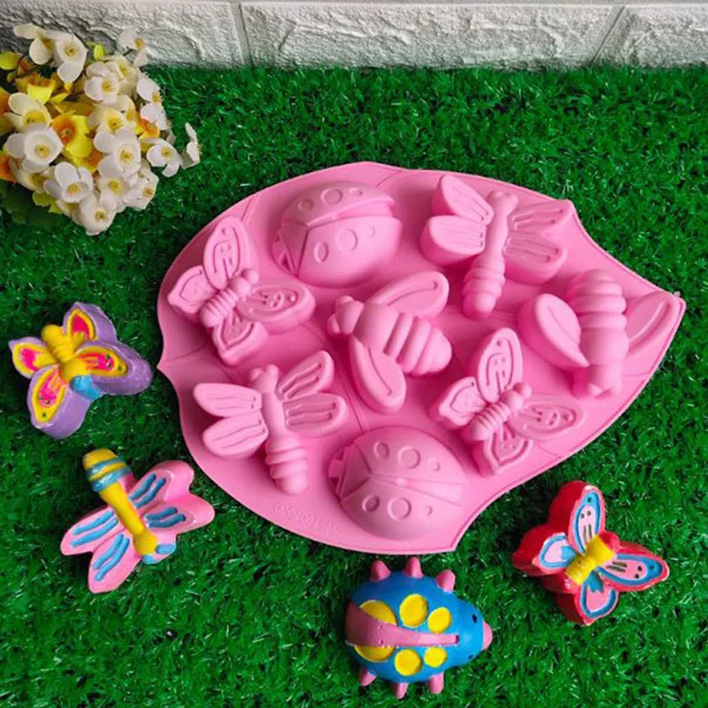 Silicone Insect Mold Butterfly Ladybug Bee Cake & Ice Cube Tray Reusable