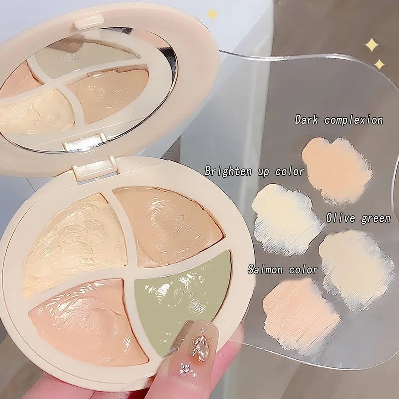 4 in 1 Waterproof Concealer Palette - Long-Lasting Natural Coverage with Contouring Shades