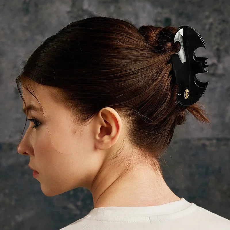 Halloween Black Bat Acrylic Hair Clip - Stylish Ponytail Claw Accessory
