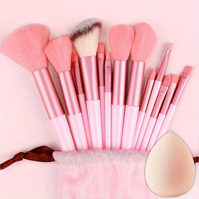 Professional 13-Piece Makeup Brush Set with Soft Fluffy Bristles for Face & Eye Makeup