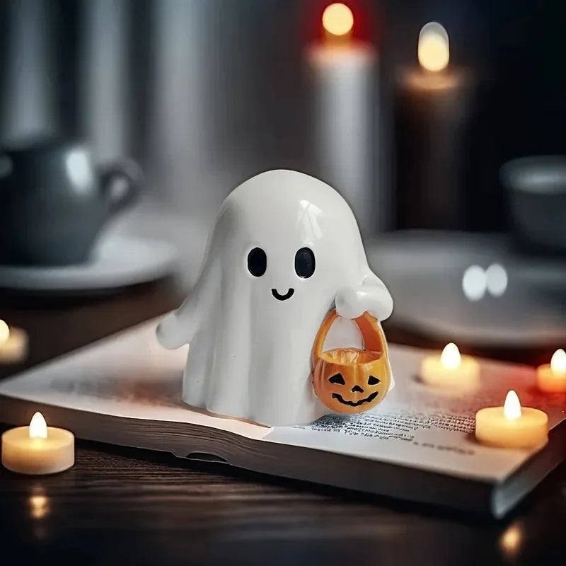 Cute Anime Pumpkin Statue 1/2Pcs Halloween Home Decor Lanterns - Light Grey & Green