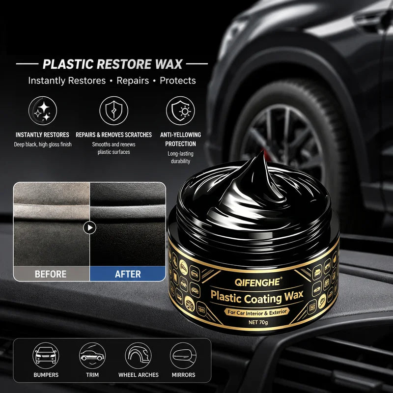 Car Wax Restorer for Scratches & Fading - Black Trim Protection 70g