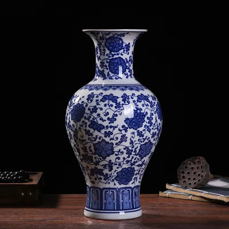 Blue and White Ceramic Vase 32cm Chinese Porcelain Home Decor Shelf Table