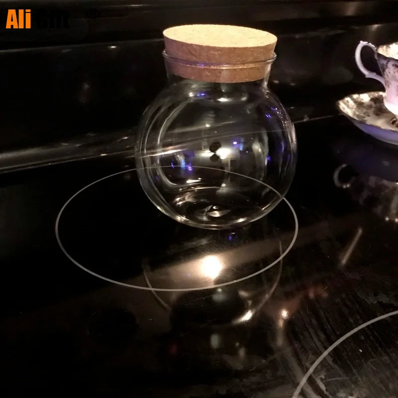 Micro Landscape Glass Bottle Vase with Wooden Lid - DIY Home Decor, Multiple Sizes