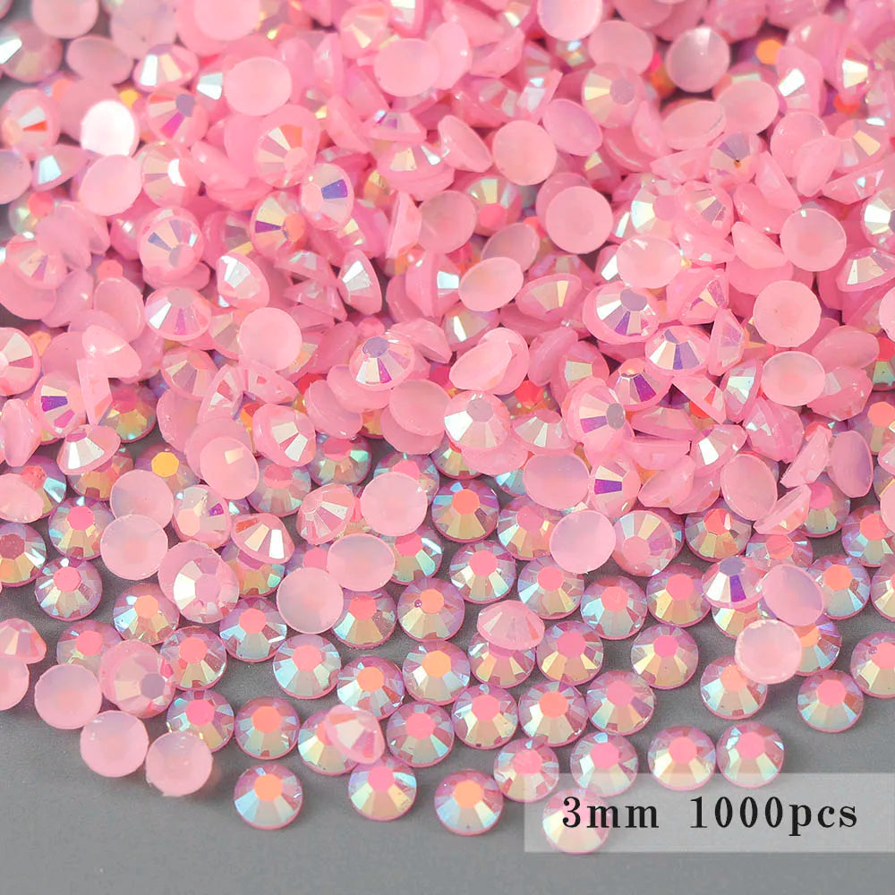 3-4mm AB Jelly Resin Nail Rhinestones Round Flatback Glitter Stones Nail Art Decoration