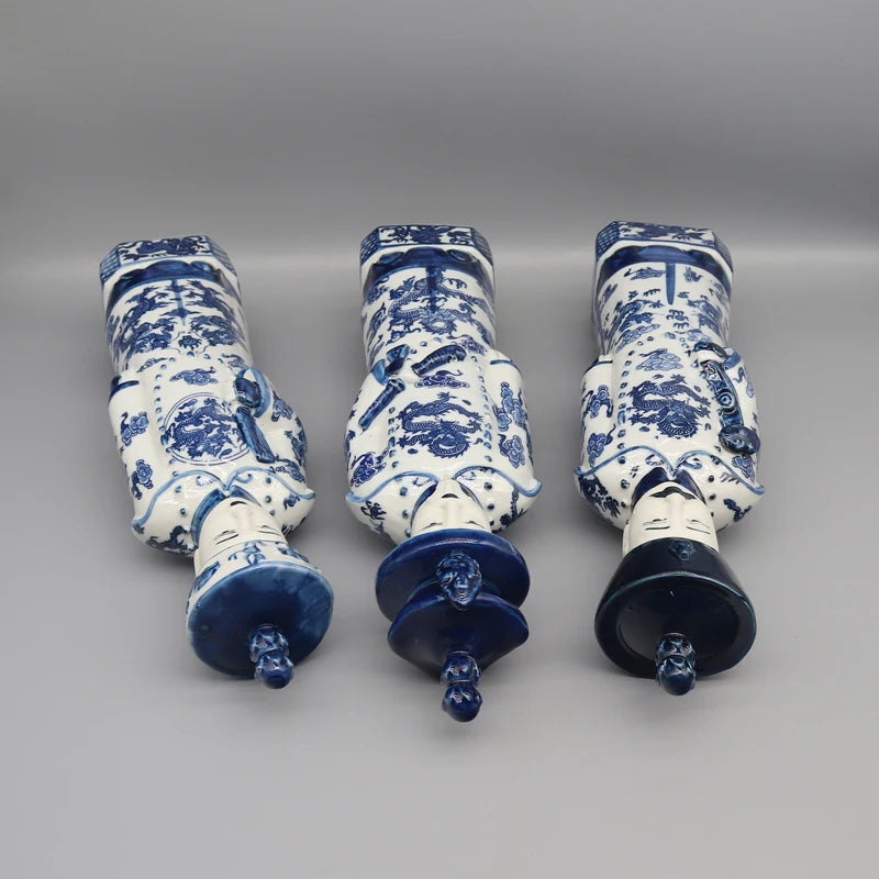 Chinese Emperor Statue Porcelain Decor for Home, Qing Dynasty Generations