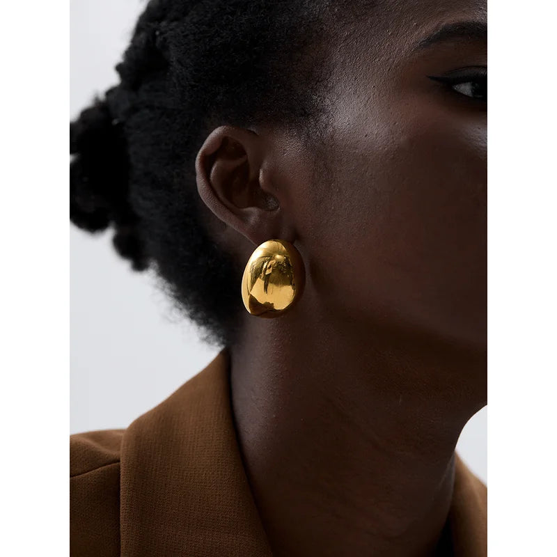 Trendy Irregular Round Stainless Steel Stud Earrings - Simple Statement Jewelry