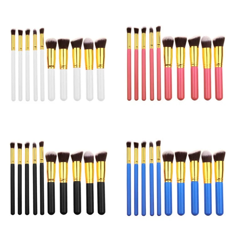 Professional Makeup Brush Kit - 10 Pc Contouring Kabuki Brushes for Face & Eyes