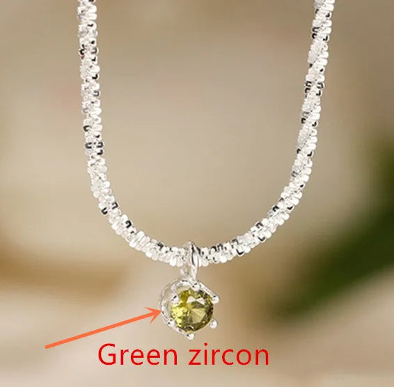 Sterling Silver Zircon Pendant Necklace for Women – Elegant Geometric Jewelry