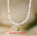 Sterling Silver Zircon Pendant Necklace for Women – Elegant Geometric Jewelry
