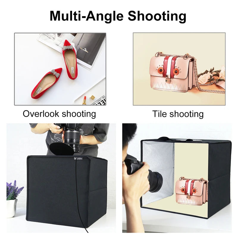Portable Dimmable Photo Studio Light Box Kit 30/40cm with 6/12 Color Backgrounds