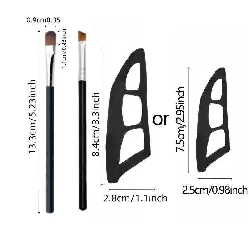 3-Piece Eye Makeup Kit with Brushes & Templates for Beginners – Professional Look