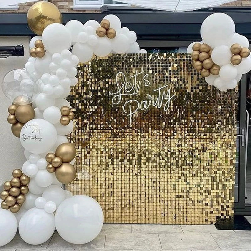 Gold Glitter Wall Backdrop Panels for Party & Wedding Decorations - 18 Pcs