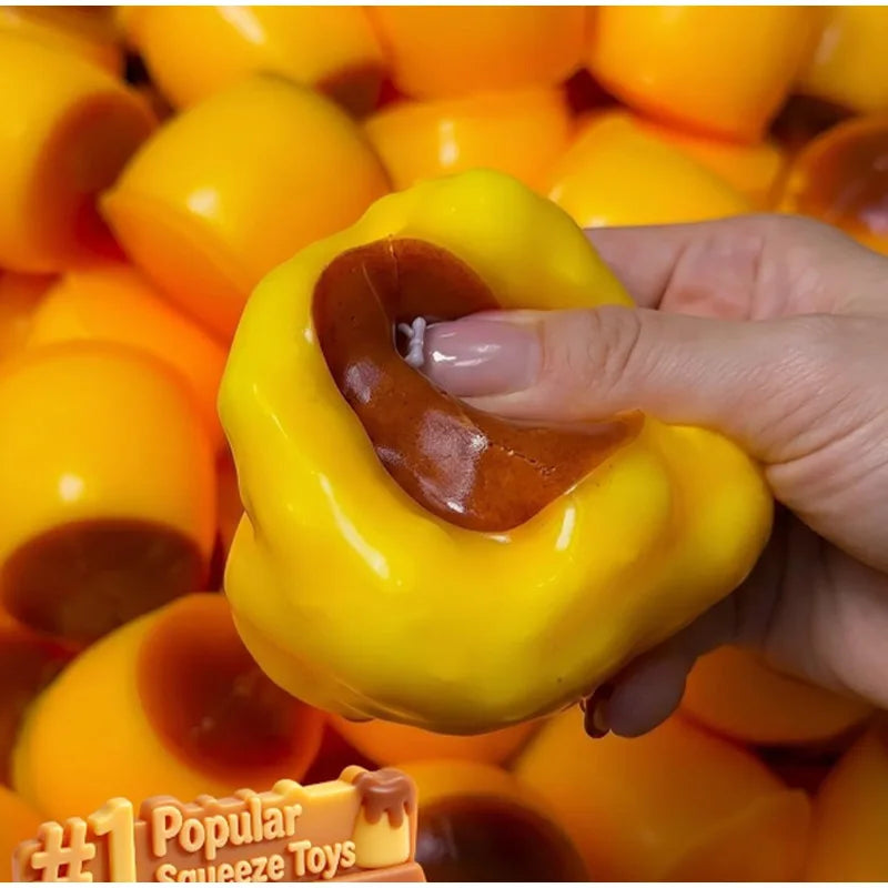 Pudding-Shaped Squeeze Ball Caramel Crunchy Handmade Fidget Toy Stress Relief & Desk Accessory