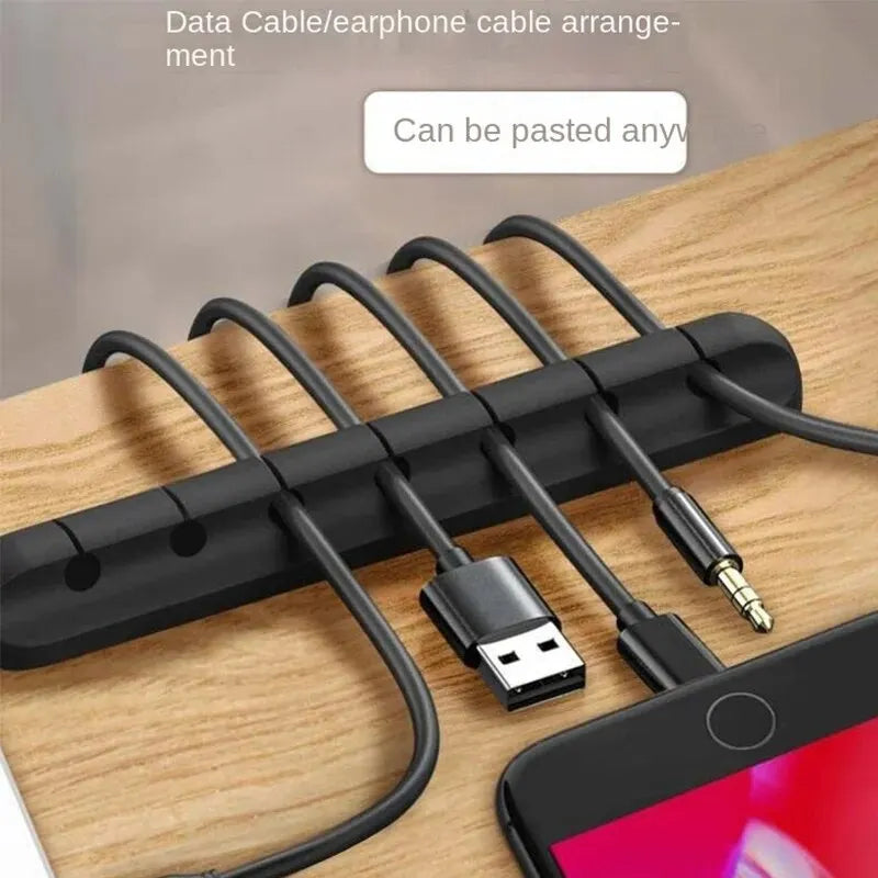 Cable Organizer Silicone Desktop Cable Management Holder for Power, Data & Charging Cables