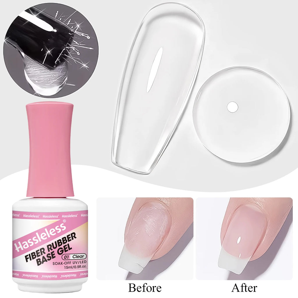 15ml Clear Fiber Base Gel Nail Polish - Quick-Setting for UV & LED Lamps