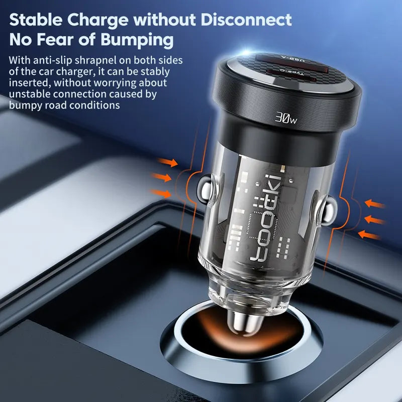 33W Fast Car Charger with USB Type C PD QC 4.0 for Smartphone & Tablets