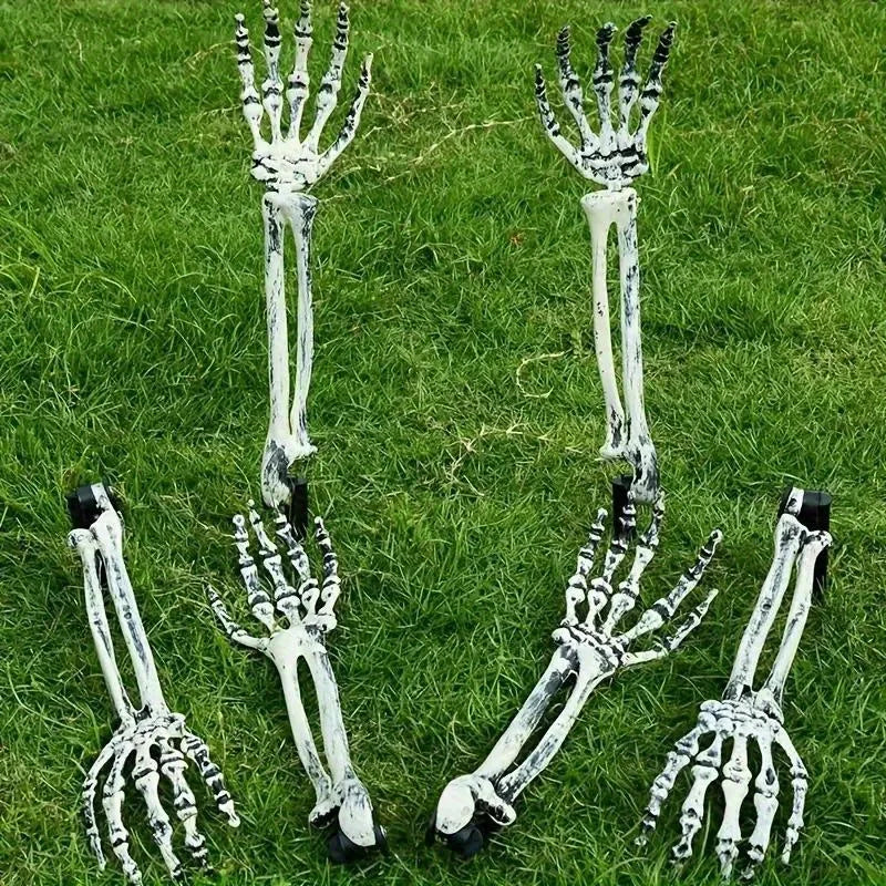 Skeleton Bone Garden Stakes with Skull & Hand for Halloween Yard Decor, 1/6pcs Set
