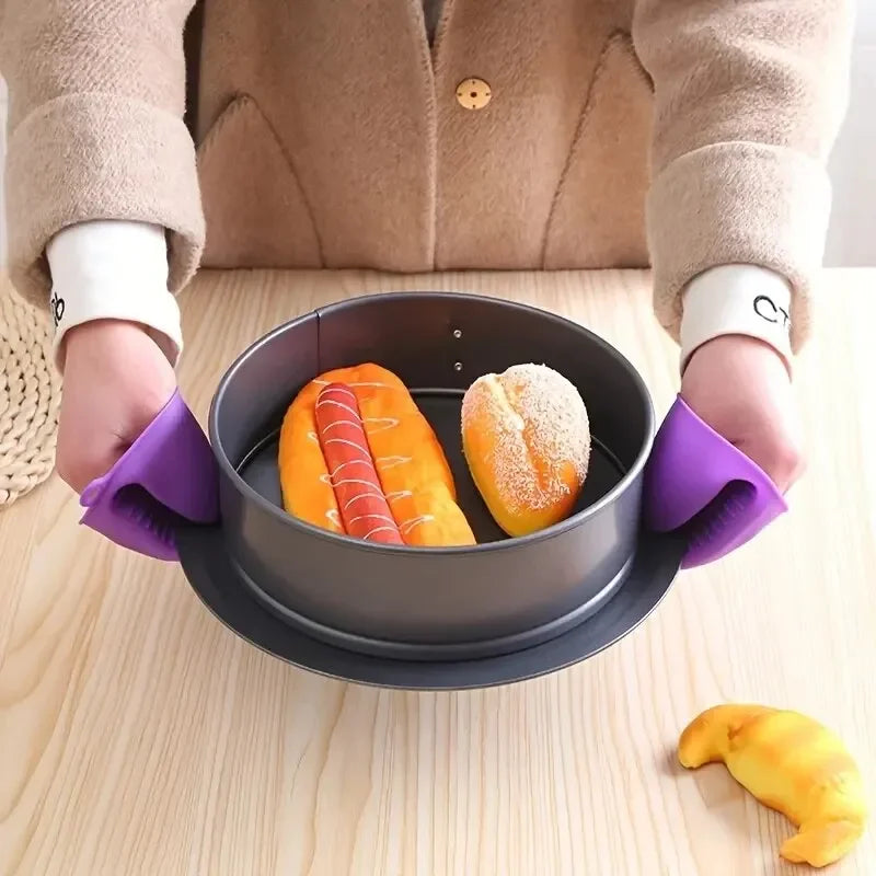 Silicone Oven Mitts 2-Pack Heat-Resistant Microwave Gloves Kitchen Heat Insulation