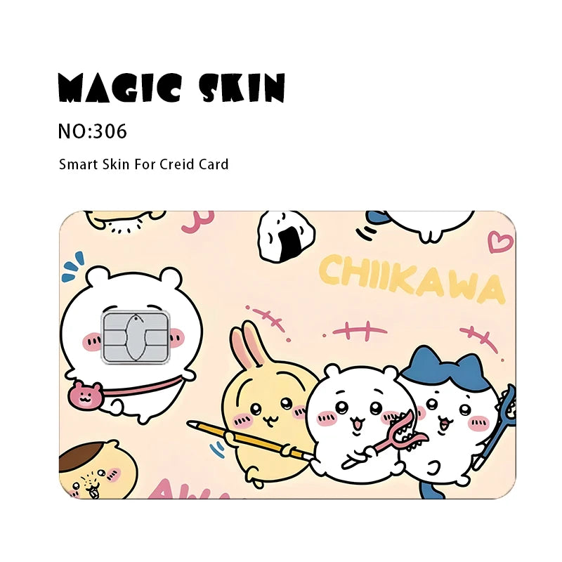 Anime Chiikawa Hachiware Usagi Poker Sticker Film Tape Skin for Credit Cards Waterproof Small Chip