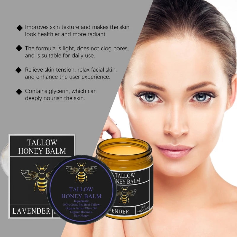 Grass-Fed Tallow Honey Face & Body Moisturizer - Nourishing Non-Greasy Cream