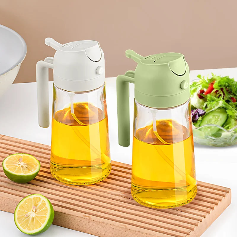 500ml 2-in-1 Spray Oil Dispenser for Kitchen & BBQ - Refillable Oil Jar