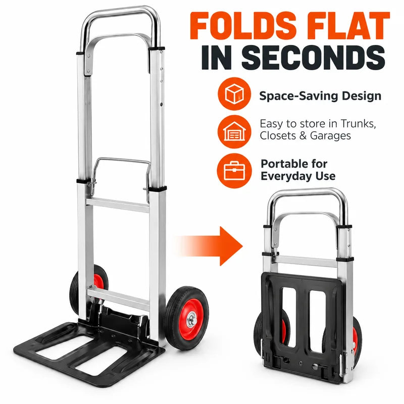 Lightweight Folding Hand Truck Dolly with Wheels — Compact Utility Cart for Moving & Travel