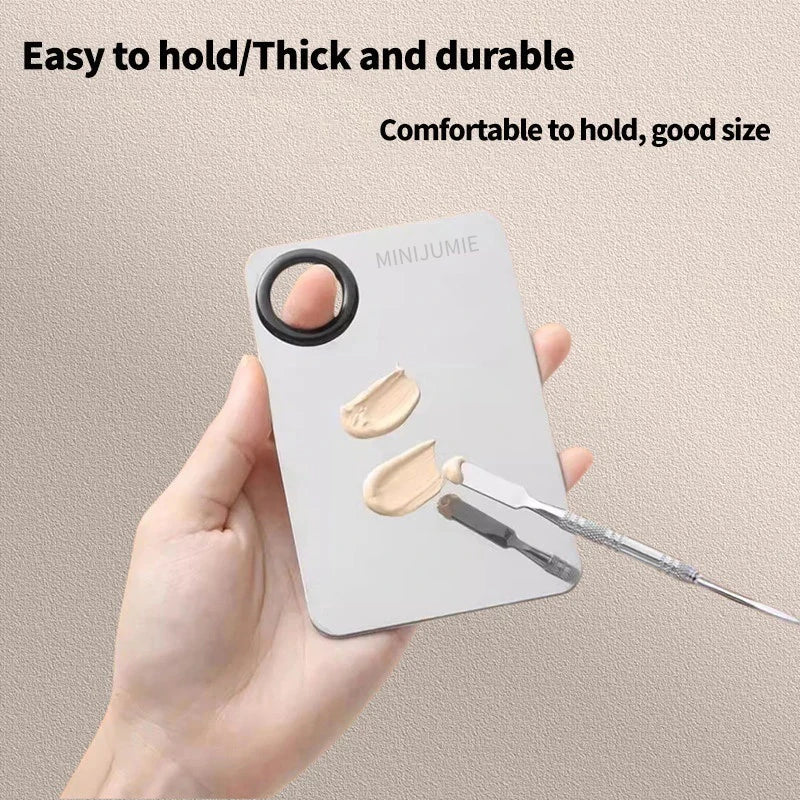 Makeup Foundation & Eye Shadow Mixing Palette with Spatula - Stainless Steel
