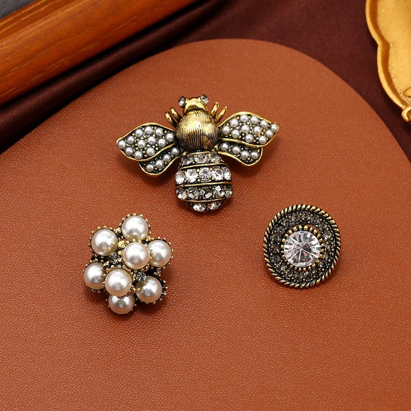 Vintage Crystal Cross Brooches for Women Men Jewelry Accessories Party Banquet