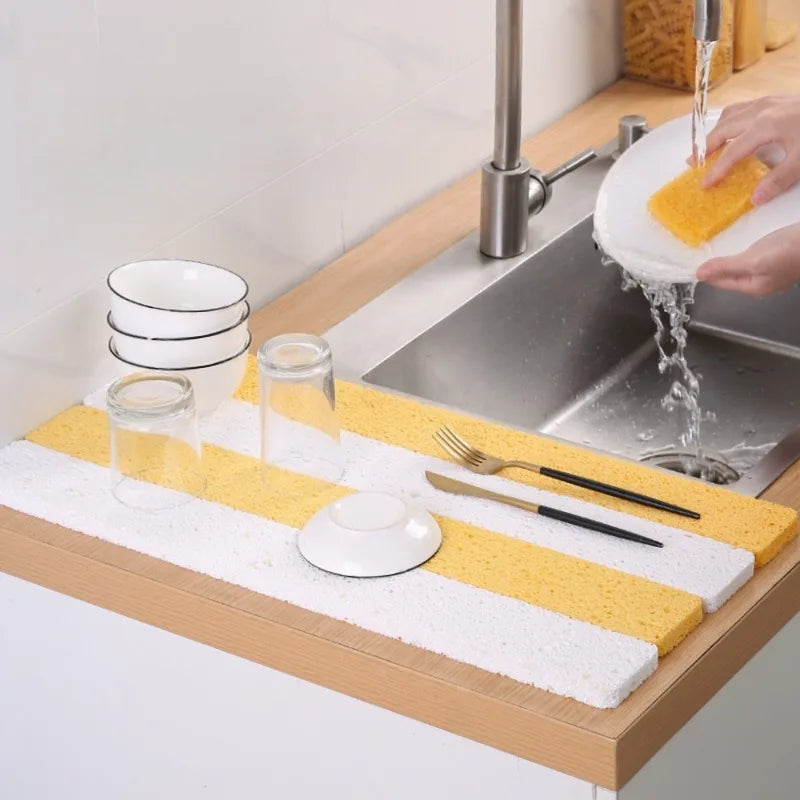 59cm Absorbent Wood Pulp Cotton Sink Sponge Pad - Cuttable Water Stopper