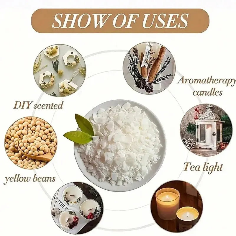 Natural Soy Wax Candle Making Material 200G/1LB Smokeless Long-Lasting Craft Supplies