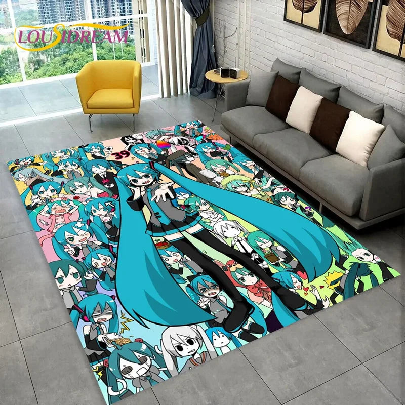Kids Cartoon Miku Carpet Rug for Living Room Bedroom Non-slip Floor Mat