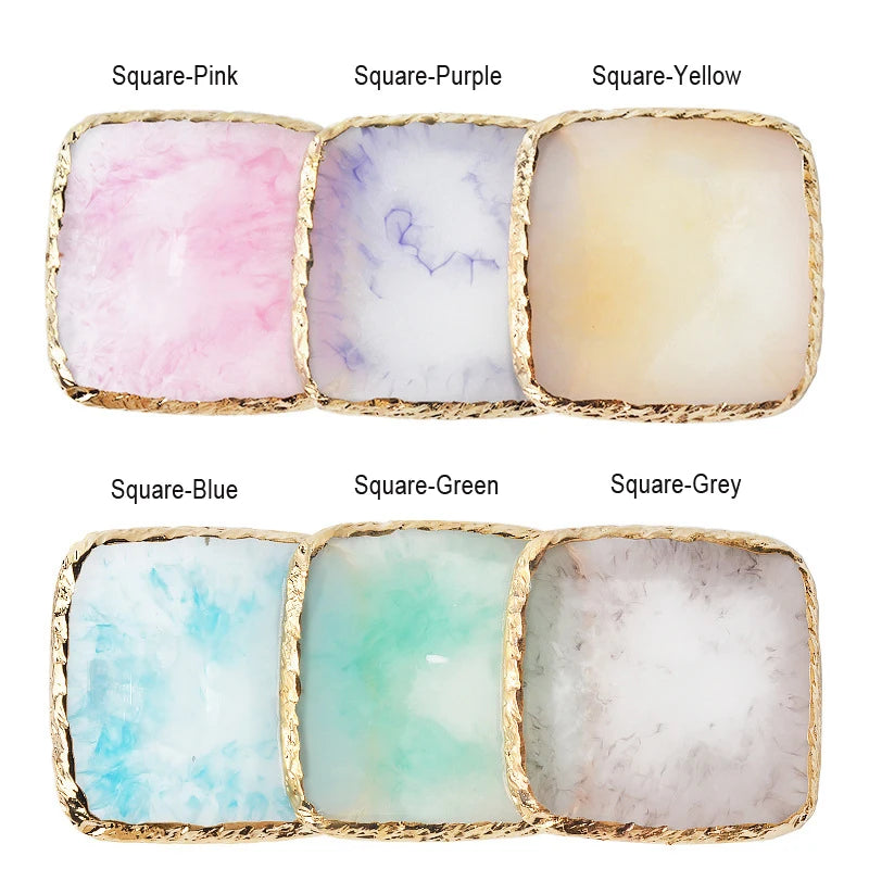 Luxury Nail Art Palette with Natural Resin Stones for DIY Manicure & Gel Polish Display