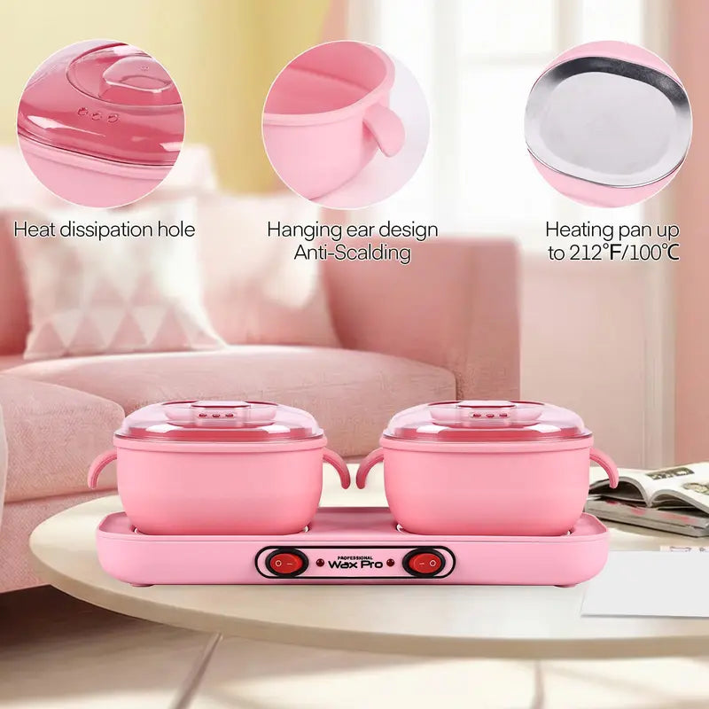 Double Wax Warmer for Hair Removal - Portable Home Salon Kit for Body and Face