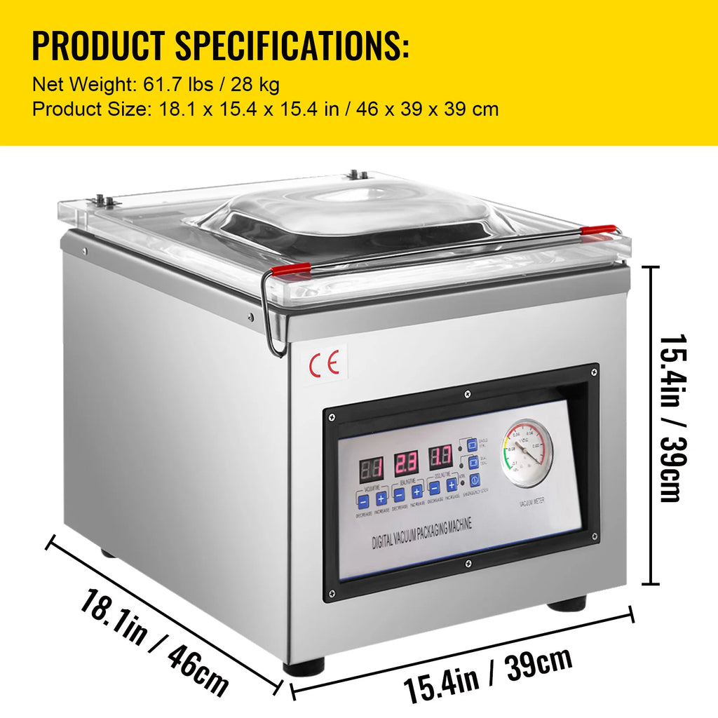 Commercial Chamber Vacuum Sealer 12.2 Inch Food Packing Machine 110V