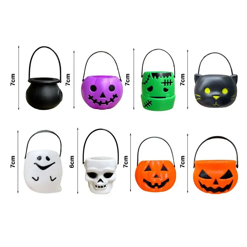 Halloween Pumpkin Jar Set with Lids - 6 Mini Lanterns & Baskets for Parties