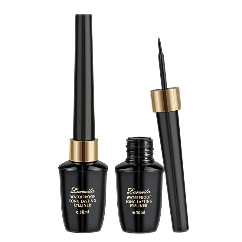 Waterproof Liquid Eyeliner Pen with Fine Brush Head, Long-Lasting Black Makeup