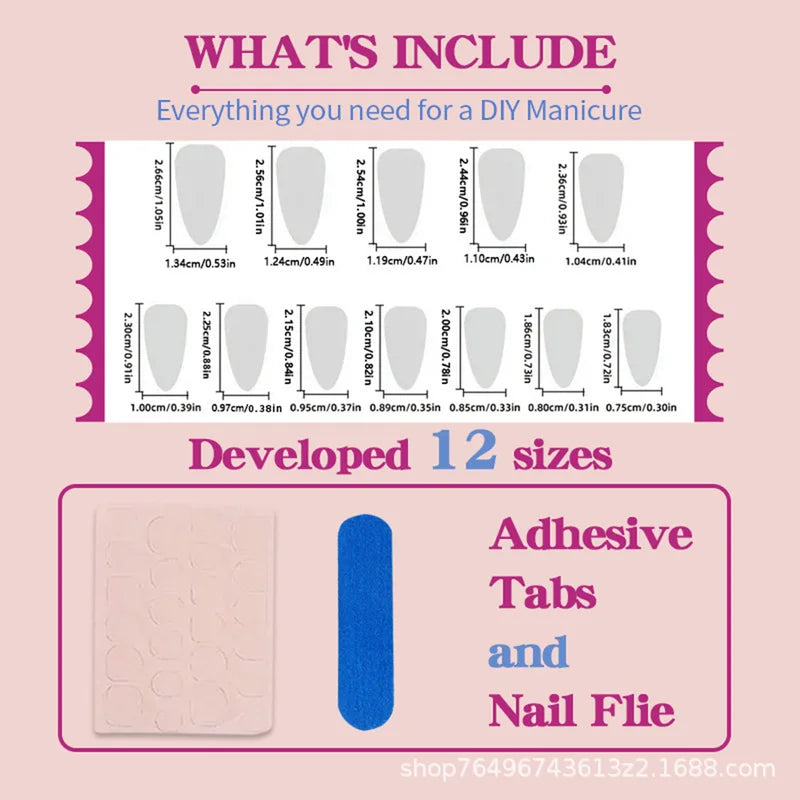 24Pcs Black Gothic Press On Nails Medium Almond Fake Nails with 3D Flowers & Gradient Designs