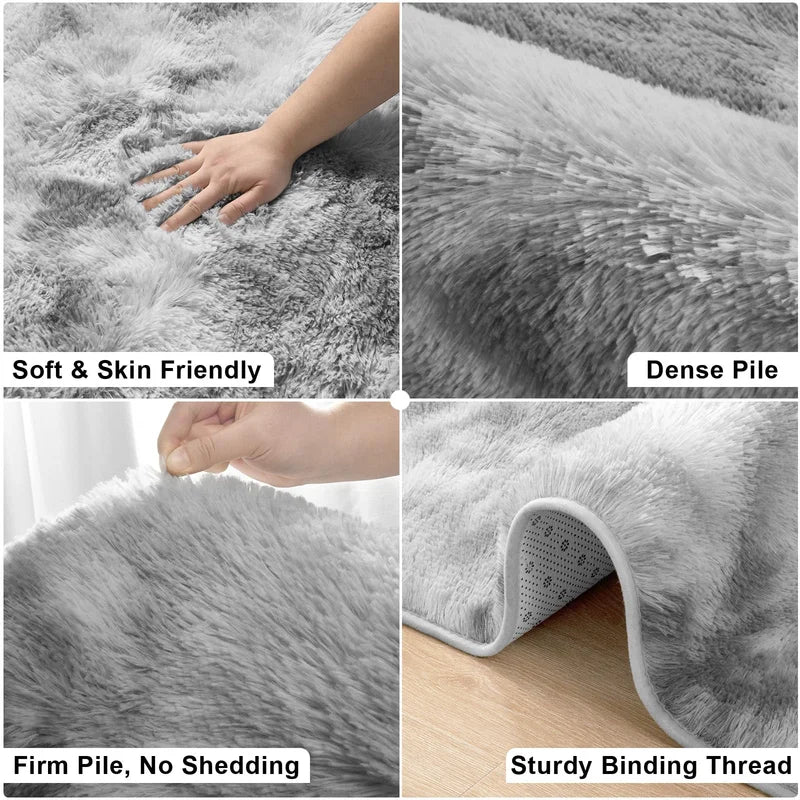 Shaggy Indoor Area Rug - Non-Slip Fluffy Carpet for Living Room & Bedroom