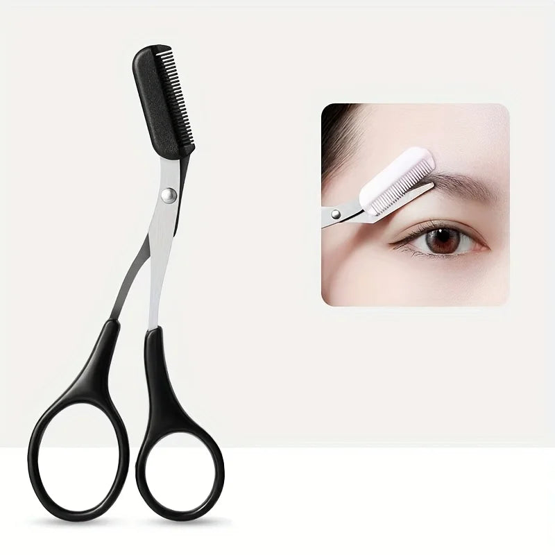 Precision Eyebrow Scissors with Pink Handle - Stainless Steel Grooming Tool
