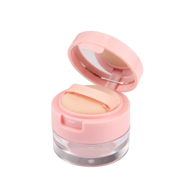 Portable Makeup Powder Container with Sifter and Mirror - Travel Cosmetic Jar