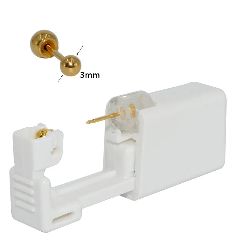 Disposable Surgical Steel Ear Piercing Stud Set with Safe Ball Buckle - Body Jewelry